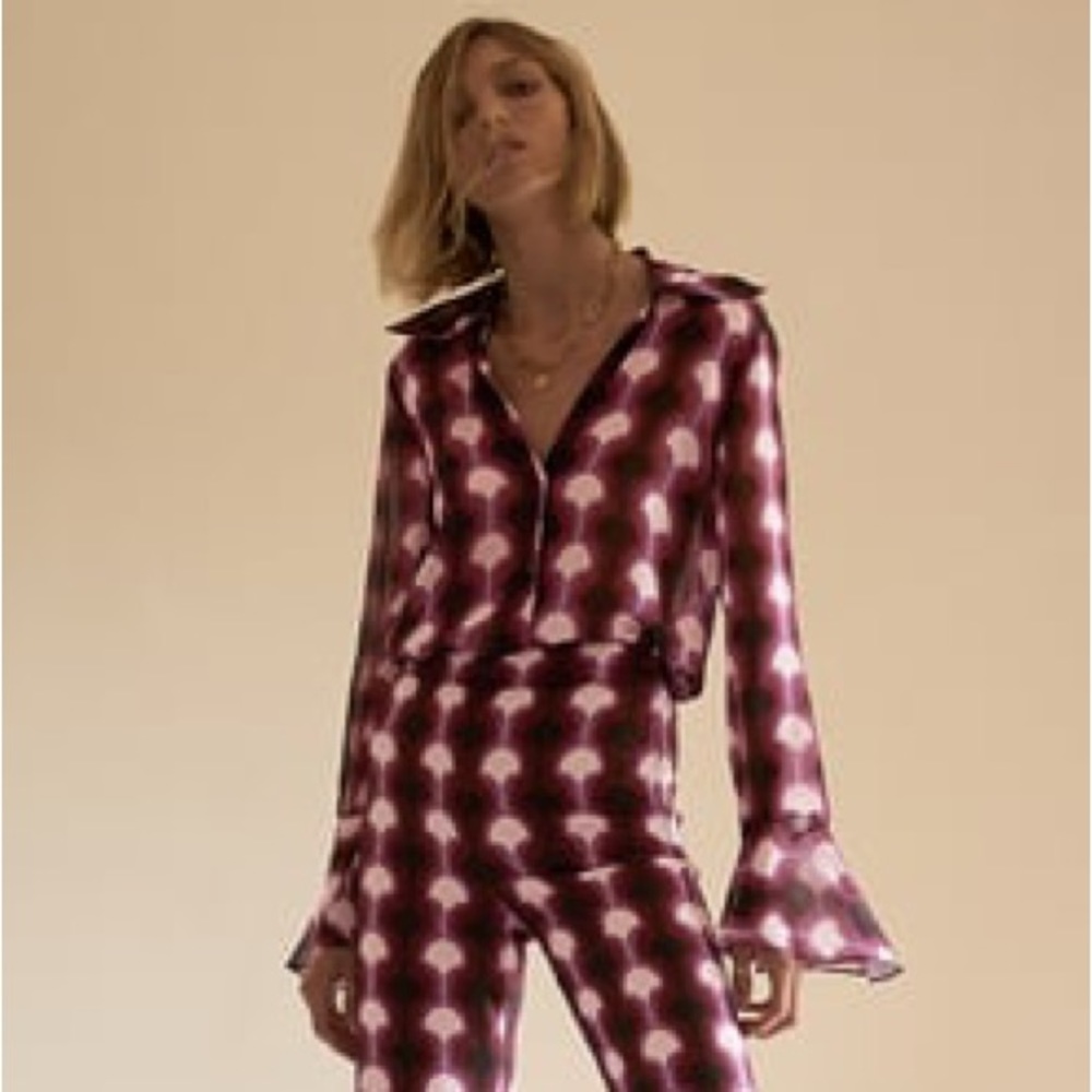 Zara Ruffle Printed Blouse